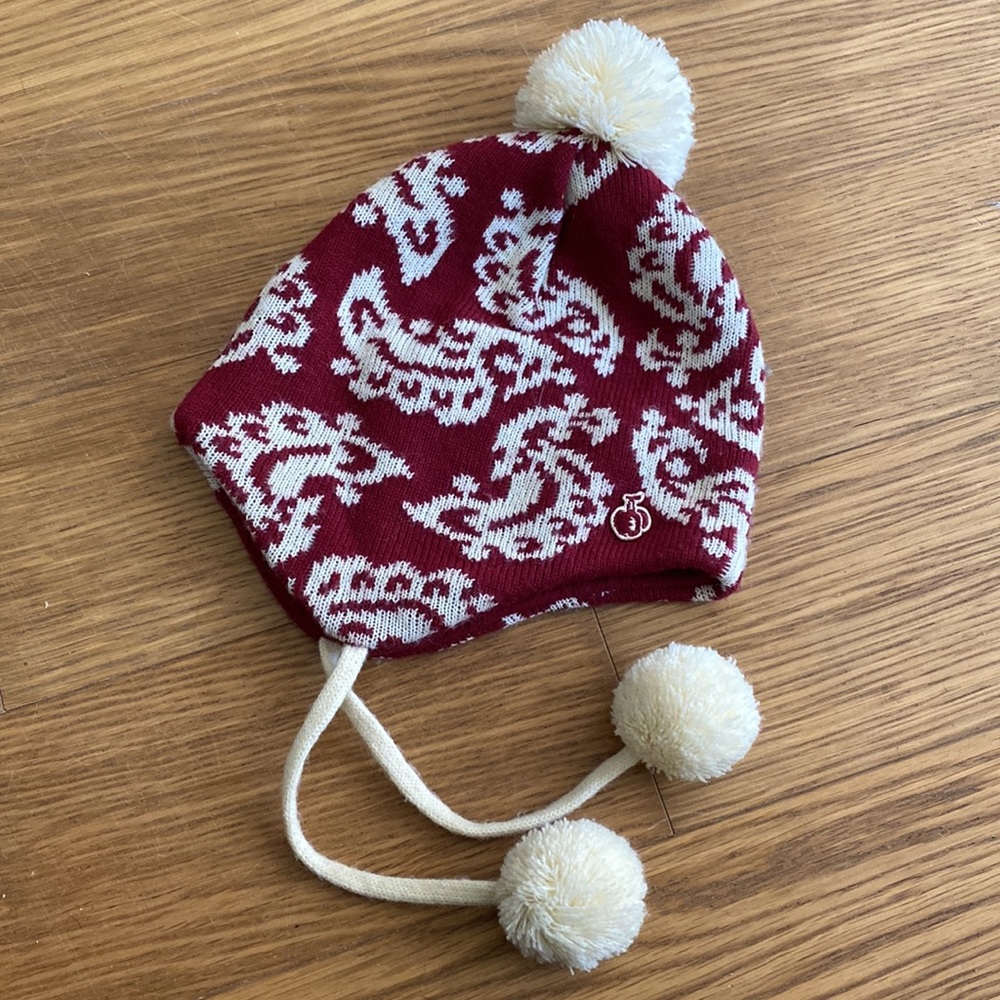 Bosco Girl Hat Purple Off-White Pom Pom Hat